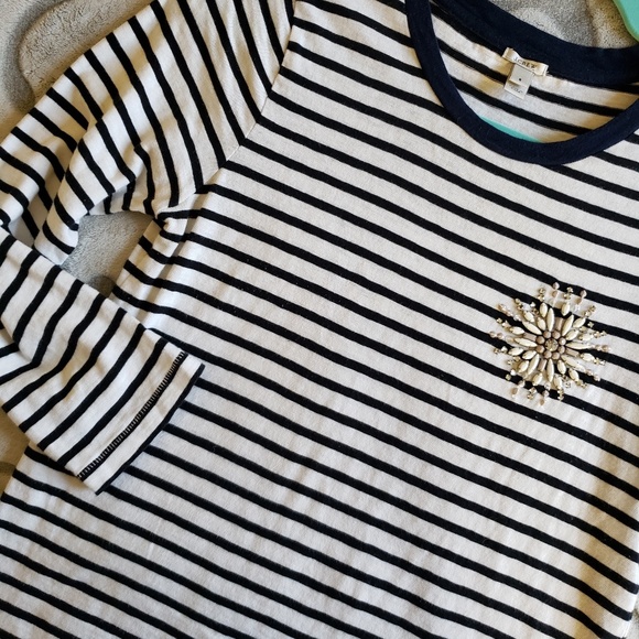 J. Crew Tops - J. Crew striped painter tee with jeweled brooch